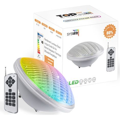 Sysled – Ampoule LED piscine PAR56 35W RGBW – 441 LEDs – Éclairage sous-marin étanche – 3000 lumens – Télécommande incluse (1/5)