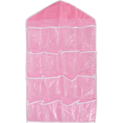 Organisateur mural à accrocher pour porte, rangement avec pochettes en polyester pour chambre et salon, rose (1/5)
