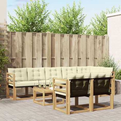 vidaXL Outdoor-Sofagarnitur mit Kissen 9 pcs Weiß und Creme (1/5)