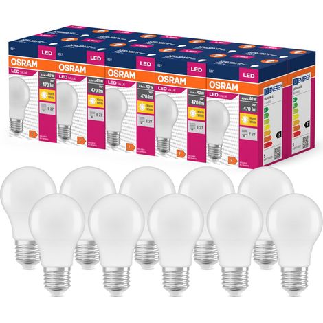 OSRAM Valore a stella a LED Classic LED A40 per socket E27, forma di pera, FR, 470 lumen, bianco caldo, 2700k, sostituzione per lampadine da 40w convenzionali, non dimmerabile, 10 pacchetti