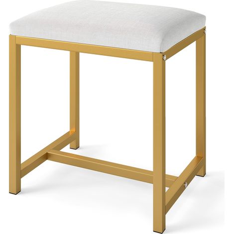 COSTWAY Vanity Stool Small Makeup Chair with Soft Padded Cushion-Gold (1/5)