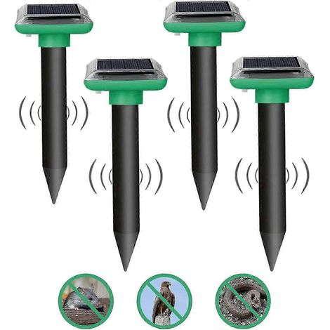HONORNIC - Pack de 4 répulsifs, répulsif ultrasonique à énergie solaire, repousse efficacement les rongeurs et les serpents des pelouses. (1/5)