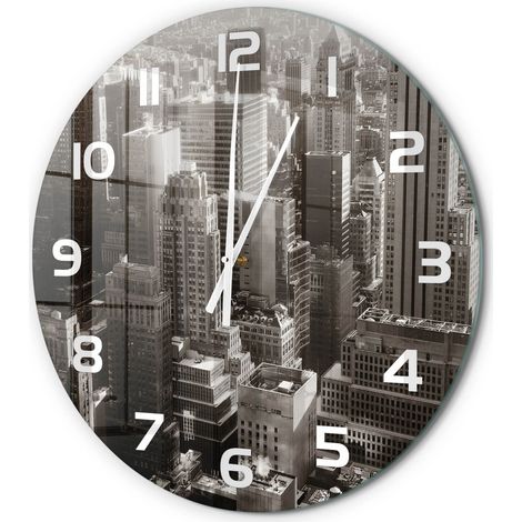 Horloge Murale Ronde Chambre Bureau Verre Silencieuse Design Moderne Élégant New York fi 60 cm (1/5)