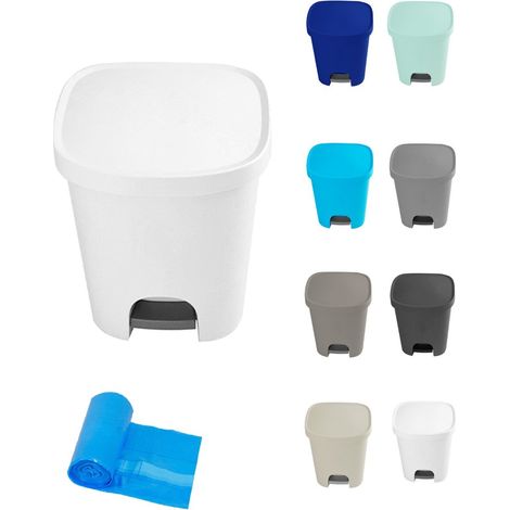 Cubo basura plástico Apertura con pedal 25 Litros Cubo reciclar Mate 35x30x42 cm