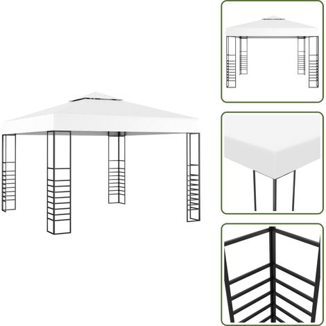 Tonnelle de jardin 3 x 3 m Blanc - Tente De Jardin - Abri Solaire - Tonnelle - Gazebo - Parasol (1/5)