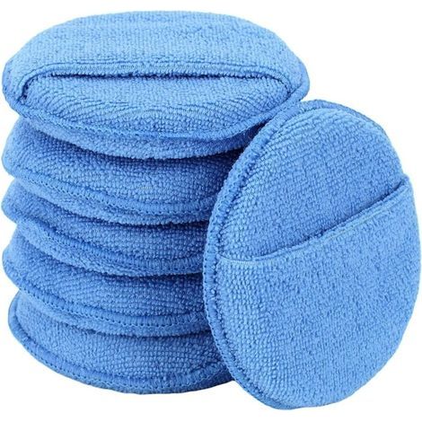 Tampons applicateurs de cire en microfibre, applicateur de cire pour voiture avec poche pour les doigts, tampons en mousse pour le nettoyage et le polissage fin de la voiture (lot de 6) (1/5)