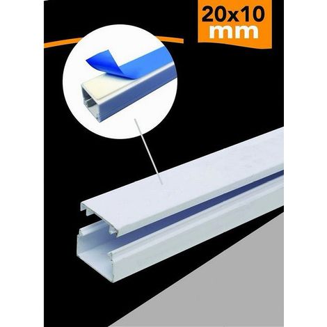 Trade Shop - 10 PZ PROFILI PASSACAVI CANALINA MIT BIADESIVO PVC COLOR BIANCO 2 MT 20X10MM - (1/4)
