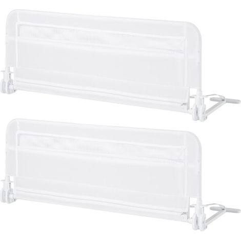 100 CM/120 CM Foldable Baby Bed Rail with Removable Washable Cover and Safety Strap-White-100 cm (1/5)