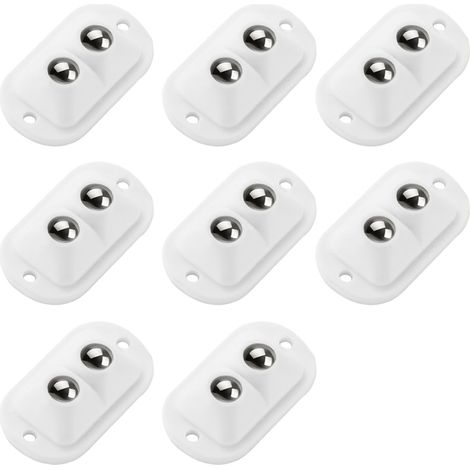Poulie universelle en acier inoxydable à rotation à 360° avec colle adhésive (lot de 8) pour meubles et poubelles (1/5)