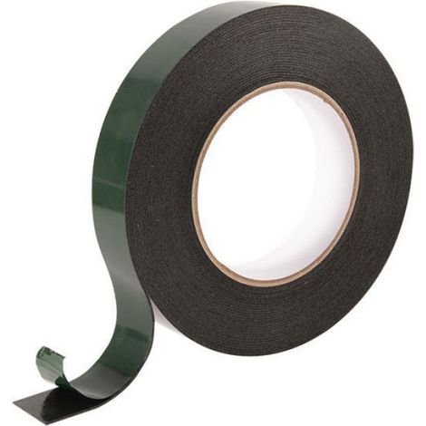 Ruban Adhesif Double Face En Mousse - 12 mm x 1 mm x 10 m - Pour Fixation Automobile Et Plaques D'immatriculation - 1 Rouleau (1/4)