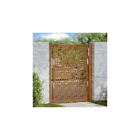 Porte de jardin acier résistant aux intempéries design croisé (1/5)