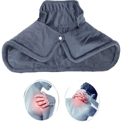 [Bufanda con calefacción eléctrica] Colchón calefactable para aliviar el dolor de cuello y hombros con 6 ajustes de temperatura en terciopelo cristal, gris oscuro.