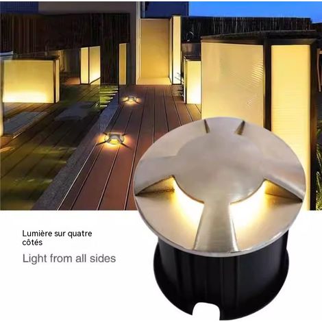 Lampe de sol murale encastrée extérieure étanche acier inoxydable lumière blanche chaude DC12V (1/2)