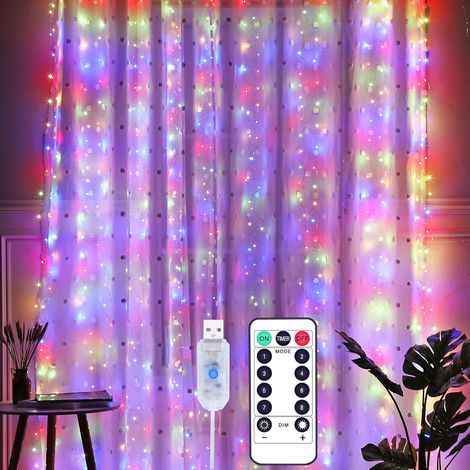 Rideau Lumineux LED 3x3m, 300 LEDs, Multicolore (1/5)