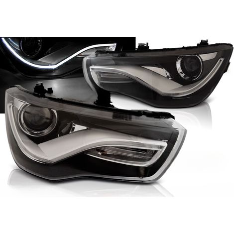 Paire de feux phares Audi A1 de 2010 a 2014 Daylight DRL noir-27360962