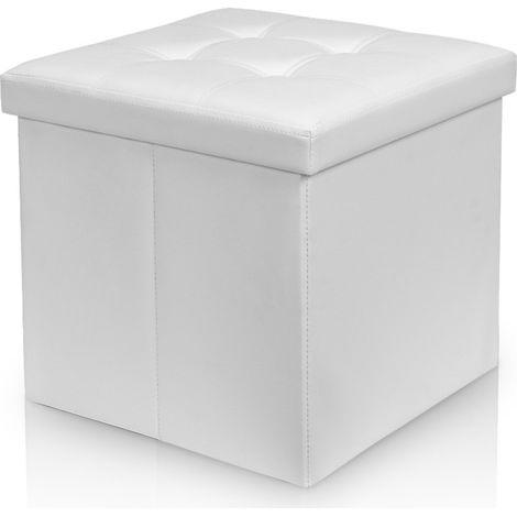 SWANEW Sedute sgabello pieghevole scatola di stoccaggio sedile sedile cubetti sedile cassetta 38x38 cm bianca (1/5)