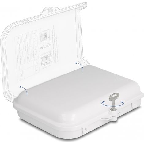 Delock Caja de distribuciÃ³n de fibra Ã³ptica para interiores y exteriores IP65 impermeable con cerradura de 8 puertos blanca