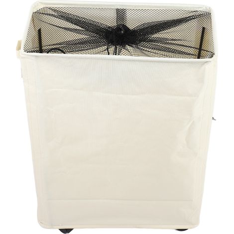 Eckiger, schmaler, faltbarer Wäschekorb aus Oxford-Gewebe mit Kordelzug, 4 Stützstangen und Universalrollen – Beige (1/5)