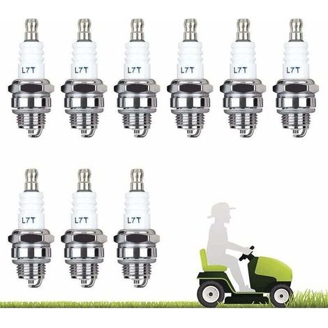 Pièces pour tondeuses à gazon, lot de 10 bougies d'allumage L7T, adaptées aux débroussailleuses, tondeuses à gazon et moteurs à deux temps. (1/5)