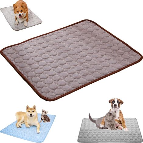 Dog Cooling Mat for Small Large Dogs Cats Summer Cooling Pad Ice Silk Pet Bed Breathable Crate Mattress Outdoor Use,BrownTHY8221SXYXS-40x30cm (1/5)