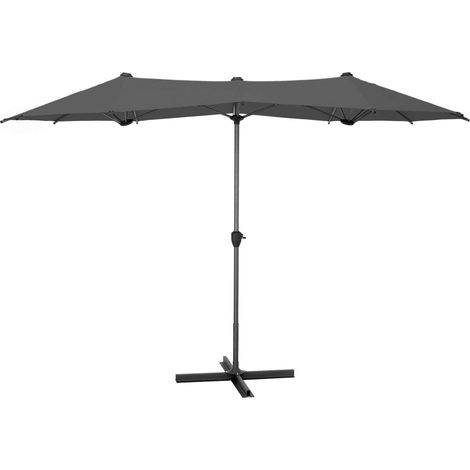 Ombrellone Doppio da Giardino 2x4 m Palo Ø38 mm Lyon Grigio Scuro