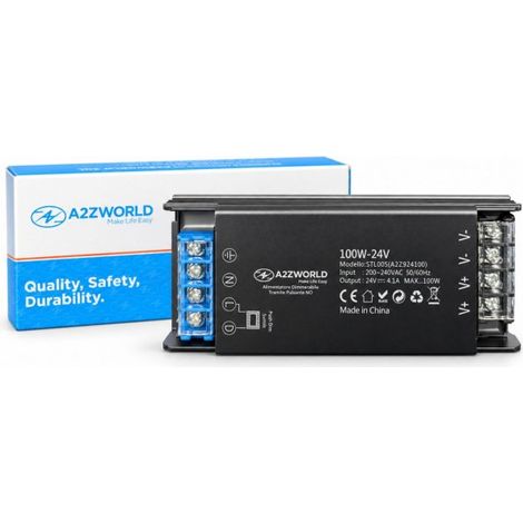 Alimentatore 24V Push Dimmer Integrato, Dimmerabile con Pulsante NO (10-100%), Memoria dopo Blackout, Sincronizzabile, Accensione Soft, 2 Uscite, IP20, Disponibili 100W 200W 300W (100W)