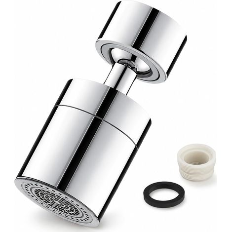 360° Faucet Aerator Kitchen Faucet Mouthpiece, Swivel Faucet Aerator with M22/M24 Adapters, Water Saving Mousseur, Anti-Splash Aerator for Sink and Bathroom, Silver (1/5)