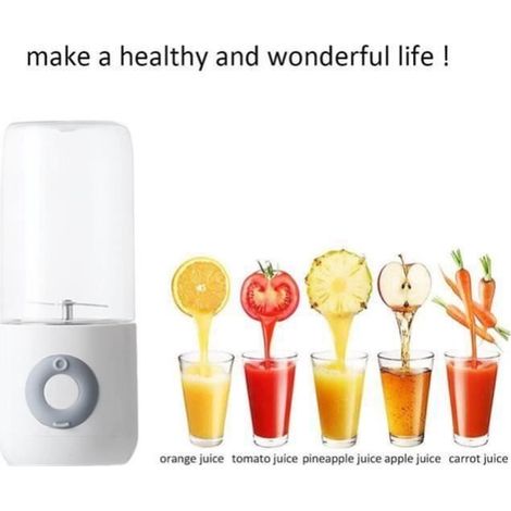 Presse-Agrumes Electriques 500 ml, 1300mAh Portable Rechargeable par USB Juicer Cup Juicer Bottle pour Voyage et Sport avce 6 Lames (1/4)