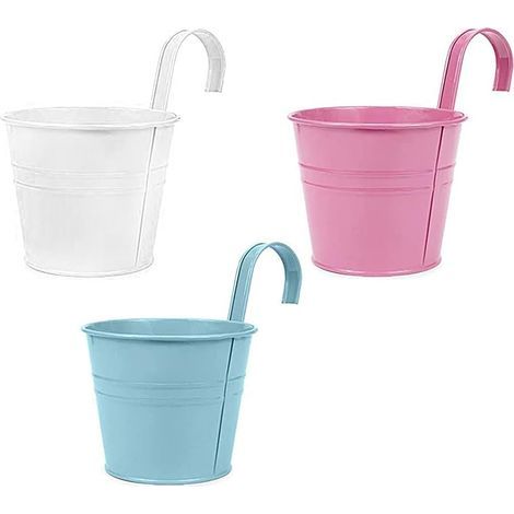 3 Pots De Fleurs PCS, Pots De Jardin Seaux Suspendus Jardinière Suspendue Pots De Fleurs De Jardin En Métal Salon Pots De Fleurs Pour Jardin Balcon Salon Boutique Allée Décor À La Maison (Pet (1/5)