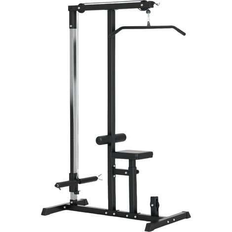 Stazione multifunzione, sedile regolabile, pulegge, acciaio nero 107 x 120 x 190 cm (1/5)