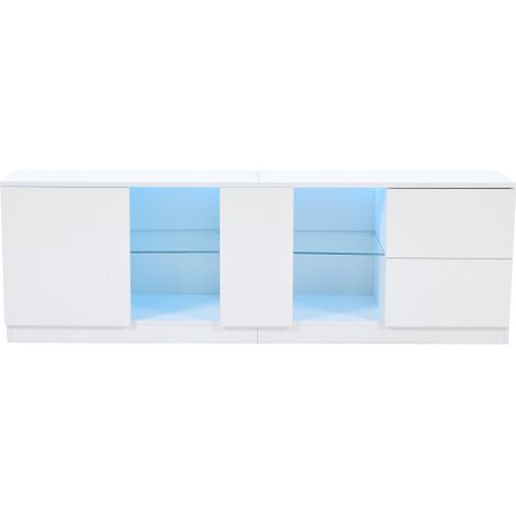 Meuble TV 160 cm brillant LED 65 pouces salon chambre design moderne