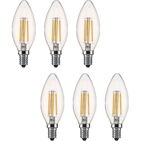 Ampoule Led E14 Dimmable Bougie Led E14 4w Blanc Chaud 2700k, Filament Led Petit Culot à Vis, Equivalent 40w, Lot de 6 fg (1/4)