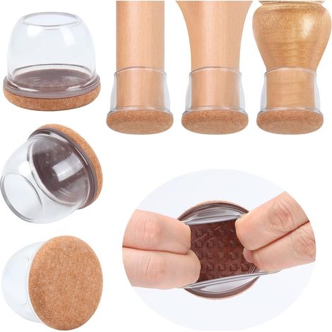 Protection Pied de Chaise 36-56mm, Couvre-Pieds de Chaise, Tasses de Meubles en Tissu Non tissé Rond Transparente de 2 Pouces de Chaise Protecteurs de Pieds de Chaise en Mouvement Lisse (1/5)