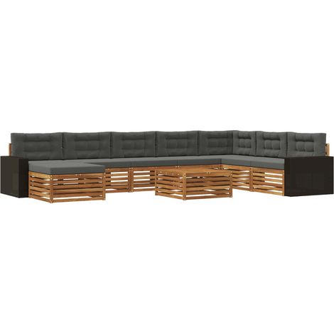 Ensemble de canapés d'extérieur 9 pc Naturel et Anthracite vidaXL (1/5)