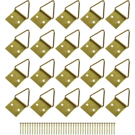 Lot de 20 Crochets Muraux en Laiton avec Clous, 18 mm, Supports de Suspension pour Cadres Photo et Décoration Murale (1/2)