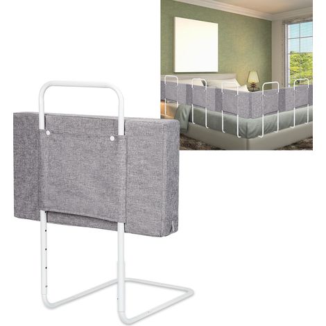 Wolketon 1 pieza barrera cama infantil 50 cm, protector anticaídas ajustable, lino (1/5)