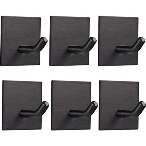 Gancho Adhesivo Resistente - Acero Inoxidable 304 - Capacidad de Carga 6,8 kg - Para Pared Lisa Cocina Baño Puerta - 6 Unidades (1/5)
