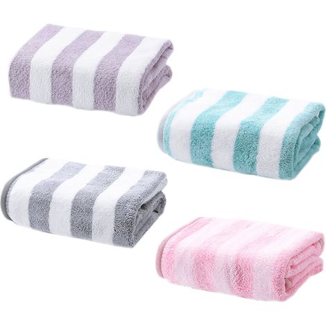 Lot de 4 serviettes de plage/piscine à rayures épaisses Turkish Cabana, serviette de bain très absorbante (grise, 76 x 152 cm) (1/5)