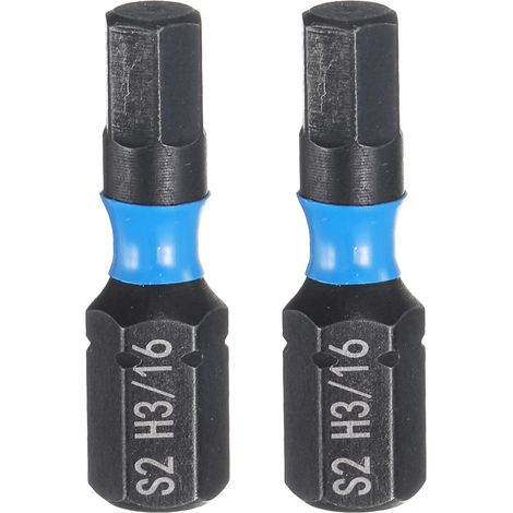 2pcs H3/16 SAE Embout de Tournevis Hexagonal 1/4" Tige Hexagonale 25mm/1" Longueur Acier S2 Tournevis Magnétique à Tête Hexagonale et Forets Industriels (1/5)