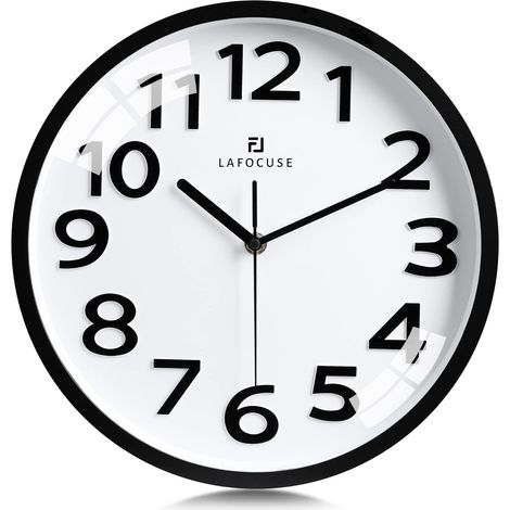 30 cm White Wall Clock Large Numbers 3D Silent Modern Wall Clocks without Ticking Easy to Read Decorative for Kitchen Living Room Bedroom Office (1/5)