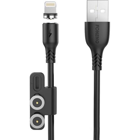 Cavo magnetico 3 in 1 Foneng X62 da USB a USB-C / Lightning / Micro USB, 2,4 A, 1 m (nero)
