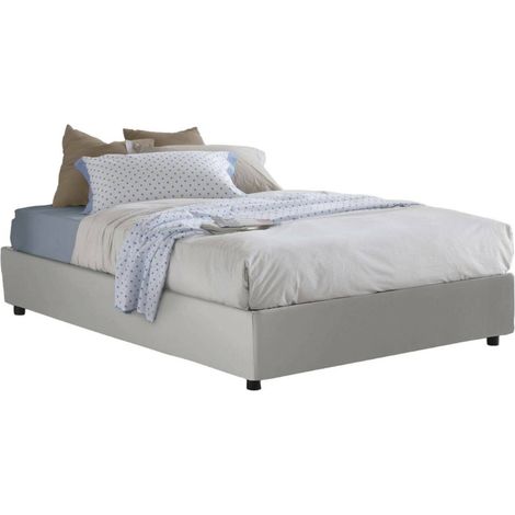 Talamo Italia - Letto piazza e mezza Americas, Letto contenitore con rivestimento in ecopelle, 100% Made in Italy, Apertura frontale, adatto per materasso Cm 120x200, Bianco