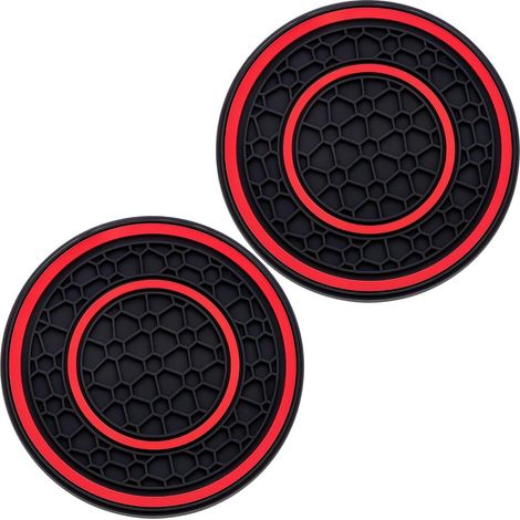 Confezione da 2 sottobicchieri rossi antiscivolo per auto, isolanti dal calore, per cruscotto. (1/5)