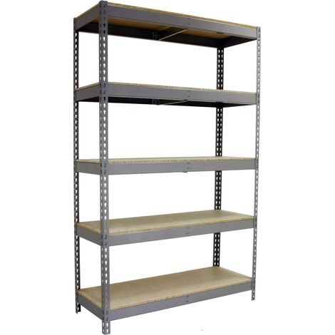 SimonRack Étagère Industrielle, 2500x1500x750 mm, 5 Niveaux en bois, 600 kg Capacité de Charge et Point de Flexion, Étagère Charge Lourde, Gris/Bois - Simonforte (1/5)