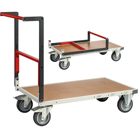 Chariot pliable à monter plateau bois médium 1000x595mm - Charge max 400kg - Roues thermoplastique - 804722241 (1/3)