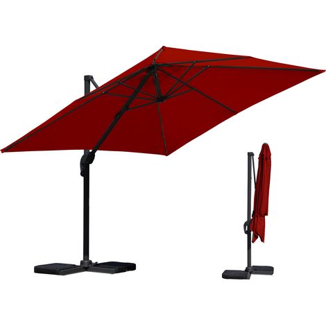 Wolketon Sonnenschirm Rot Ø300 cm – Gartenschirm mit Kurbel, UV-Schutz & wasserabweisendem Bezug