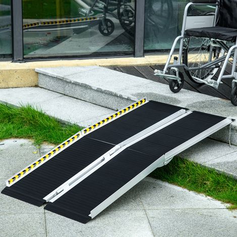 Rampe de chargement rampe d'accès pour fauteuil roulant scooter pliable antidérapante avec bordures de sécurité noir
