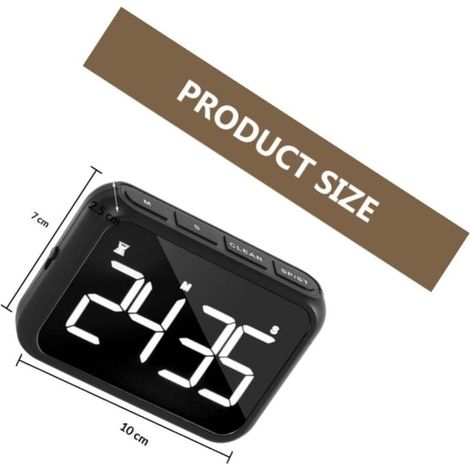 Minuteur électronique LED rechargeable avec grand écran LCD, réveil magnétique numérique pour la cuisine et la pâtisserie, idéal pour les cuisines et les bureaux, noir. (1/5)