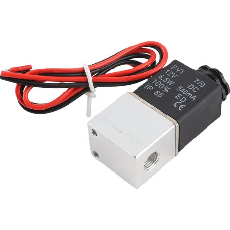 Électrovanne pneumatique 12 V CC 1/8" à 2 voies normalement fermée en aluminium (1/5)