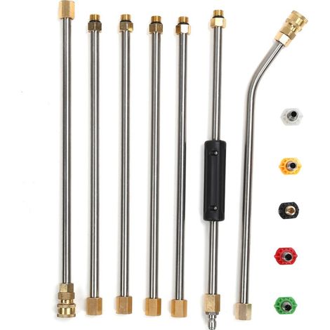Kit de baguette d'extension pour nettoyeur haute pression avec 5 embouts de buse pour l'irrigation de l'agriculture de pelouse de jardin (1/5)